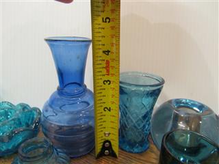 VTG BLUE GLASS ART GLASS COLLECTION - LOT OF 12 PCS